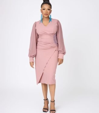 Diane Wrap-Around Dress - Romantic Pink Timeless Feminine Midi