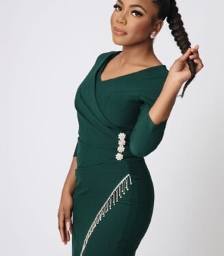 Snowdrop Dress - Elegant Vibrant Green Daytime Dress