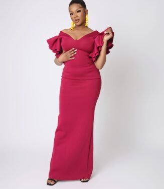 Forever Me Dress - Luxurious Maroon Elegant Floor-Length Gown