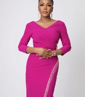 Snowdrop Dress - Romantic Pink Enchanting Daytime Midi