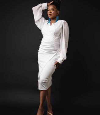 Diana Midi Dress - Pristine White Sophisticated Evening Midi