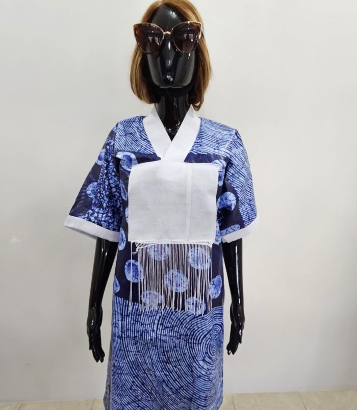 Mannequin wearing blue afro women dress