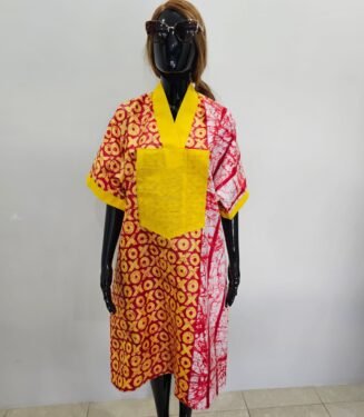 Mannequin wearing yellow and red afro women dress