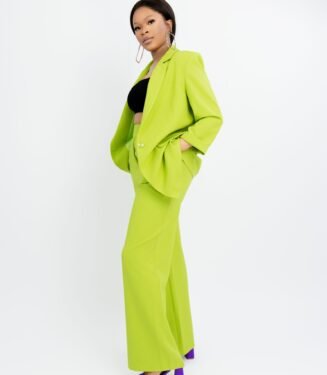 Neon High-Impact Blazer Suit Set - Bold Tailored Power Suit for Fashion-Forward Statements