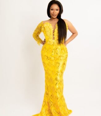 Yellow Glitter Bespoke Celebration Dress - Radiant Custom Formal Gown for Milestone Events